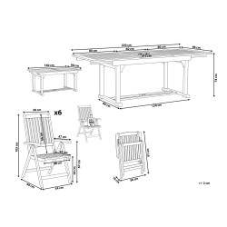 Zestaw ogrodowy dla 6 osób JAVA Drewno akacjowe Jasnobrązowy