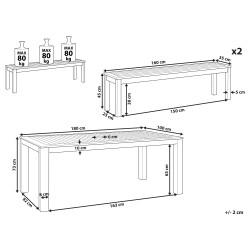 Zestaw ogrodowy z ławkami dla 6 osób TUSCANIA Drewno eukaliptusowe Ciemnobrązowy