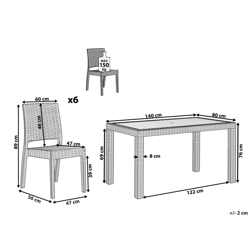 Zestaw ogrodowy dla 6 osób FOSSANO Biały