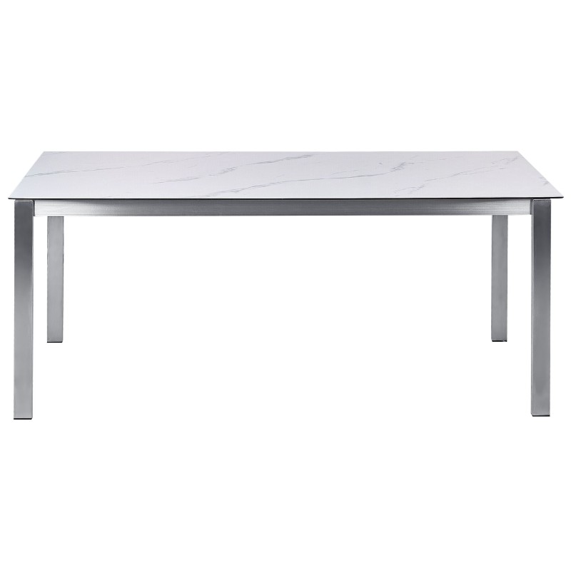 Zestaw ogrodowy dla 6 osób COSOLETO/GROSSETO Szkło hartowane Efekt marmuru Biały marmur