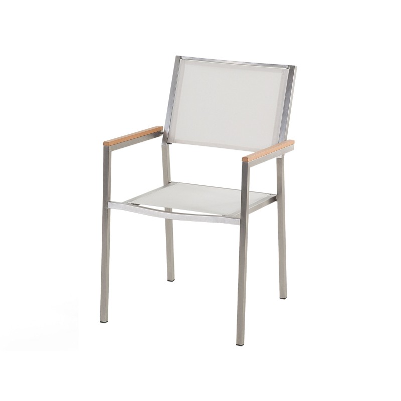 Zestaw ogrodowy dla 6 osób COSOLETO/GROSSETO Szkło hartowane Efekt marmuru Biały marmur