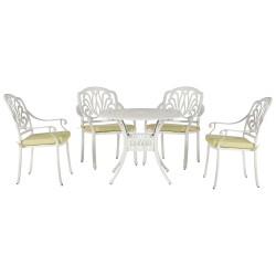 Zestaw ogrodowy dla 4 osób ANCONA z poduszkami Metal Biały