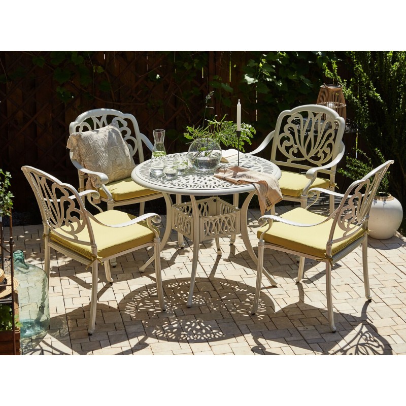 Zestaw ogrodowy dla 4 osób ANCONA z poduszkami Metal Biały