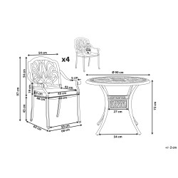 Zestaw ogrodowy dla 4 osób ANCONA z poduszkami Metal Biały