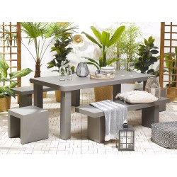 Zestaw ogrodowy z ławkami i stołkami dla 6 osób TARANTO Beton Szary