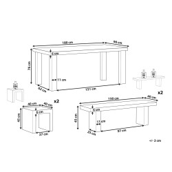 Zestaw ogrodowy z ławkami i stołkami dla 6 osób TARANTO Beton Szary