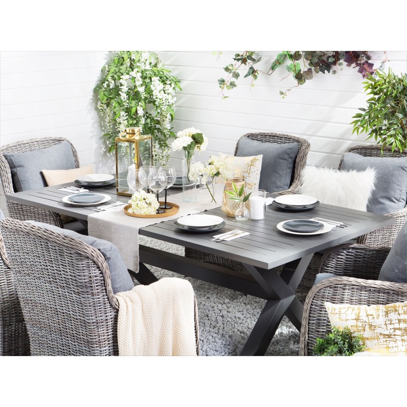 Zestaw ogrodowy dla 6 osób CASCAIS z poduszkami Technorattan Szary