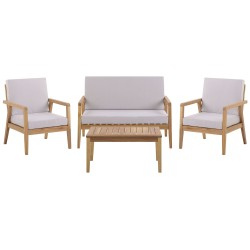 Zestaw ogrodowy ze stolikiem dla 4 osób PALLANO Drewno akacjowe Beżowoszary