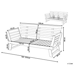 Ławka ogrodowa z poduchą PORTICI 210 cm Drewno eukaliptusowe Jasny brąz/ beżowoszary