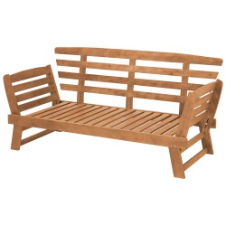 Ławka ogrodowa z poduchą PORTICI 210 cm Drewno eukaliptusowe Jasny brąz/ beżowoszary