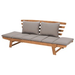 Ławka ogrodowa z poduchą PORTICI 210 cm Drewno eukaliptusowe Jasny brąz/ beżowoszary