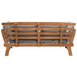 Ławka ogrodowa z poduchą PORTICI 210 cm Drewno eukaliptusowe Jasny brąz/ beżowoszary