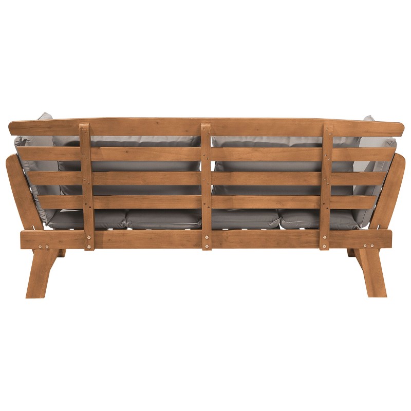 Ławka ogrodowa z poduchą PORTICI 210 cm Drewno eukaliptusowe Jasny brąz/ beżowoszary