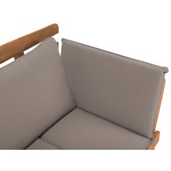 Ławka ogrodowa z poduchą PORTICI 210 cm Drewno eukaliptusowe Jasny brąz/ beżowoszary