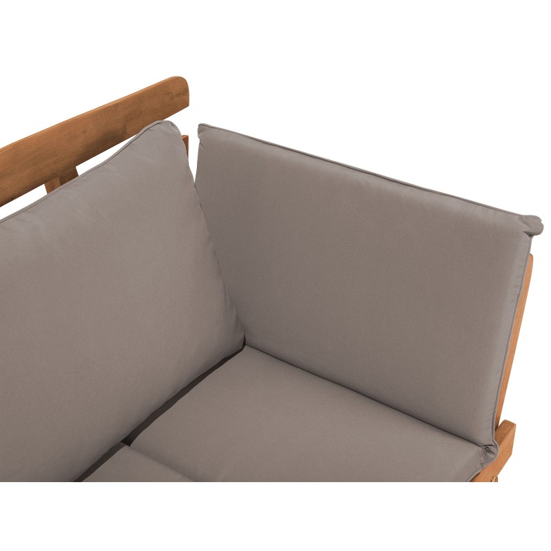 Ławka ogrodowa z poduchą PORTICI 210 cm Drewno eukaliptusowe Jasny brąz/ beżowoszary