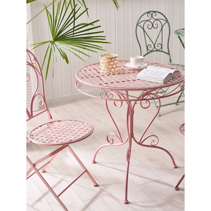 Stolik bistro ALBINIA 70 cm 70 cm Metal Różowy