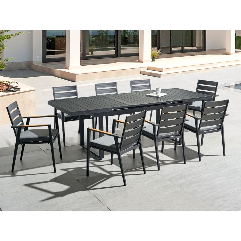 Stół ogrodowy rozkładany VALCANETTO 180/240 cm 90 cm Metal Czarny