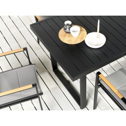 Stół ogrodowy rozkładany VALCANETTO 180/240 cm 90 cm Metal Czarny