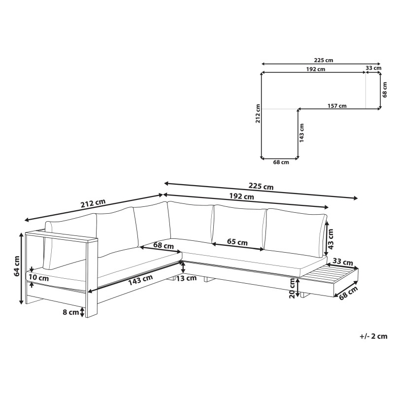 Narożnik ogrodowy dla 5 osób MARETTIMO Prawostronny Certyfikowane drewno akacjowe Brązowy
