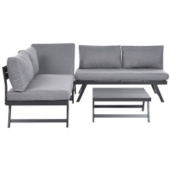 Narożnik ogrodowy ze stolikiem dla 5 osób COCCORINO Metal Szary