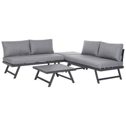 Narożnik ogrodowy ze stolikiem dla 5 osób COCCORINO Metal Szary