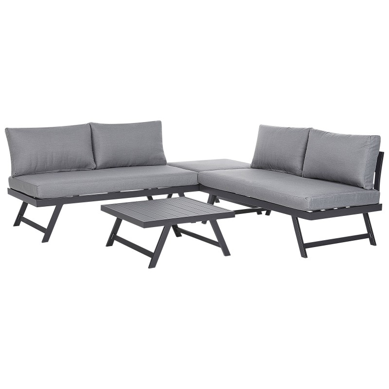 Narożnik ogrodowy ze stolikiem dla 5 osób COCCORINO Metal Szary