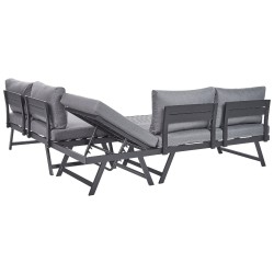 Narożnik ogrodowy ze stolikiem dla 5 osób COCCORINO Metal Szary