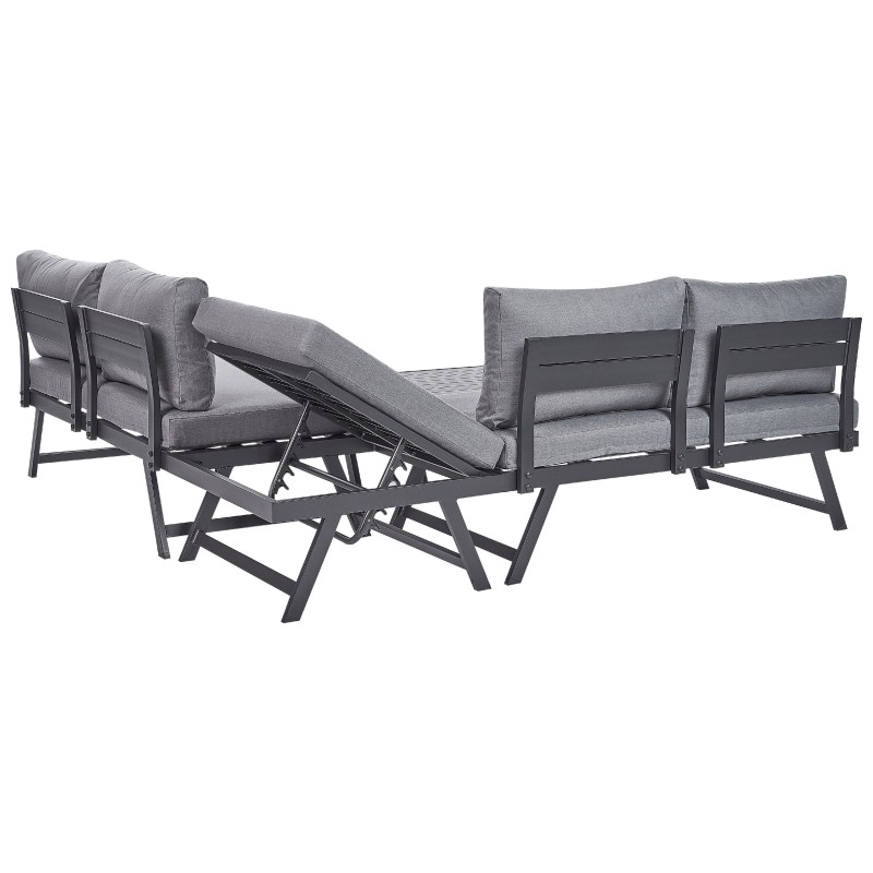 Narożnik ogrodowy ze stolikiem dla 5 osób COCCORINO Metal Szary