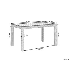 Stół ogrodowy FOSSANO 140 cm 80 cm Biały