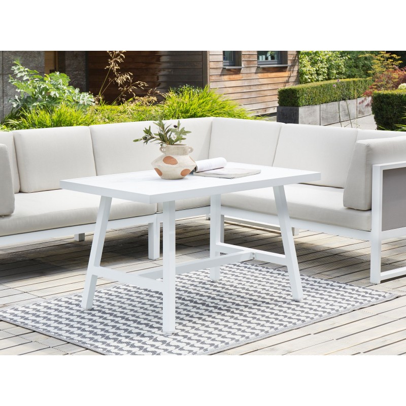 Narożnik ogrodowy ze stolikiem dla 6 osób CASTELLA/FRATTE Lewostronny Metal Złamana biel