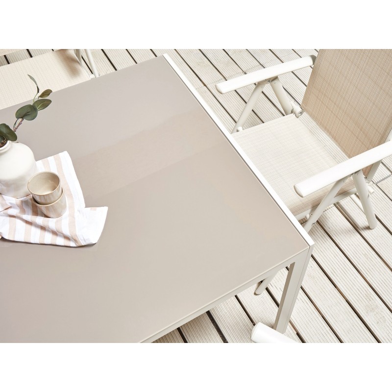 Stół ogrodowy CATANIA 91 cm 160 cm Szkło Beżowy