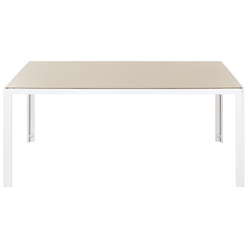Stół ogrodowy CATANIA 91 cm 160 cm Szkło Beżowy