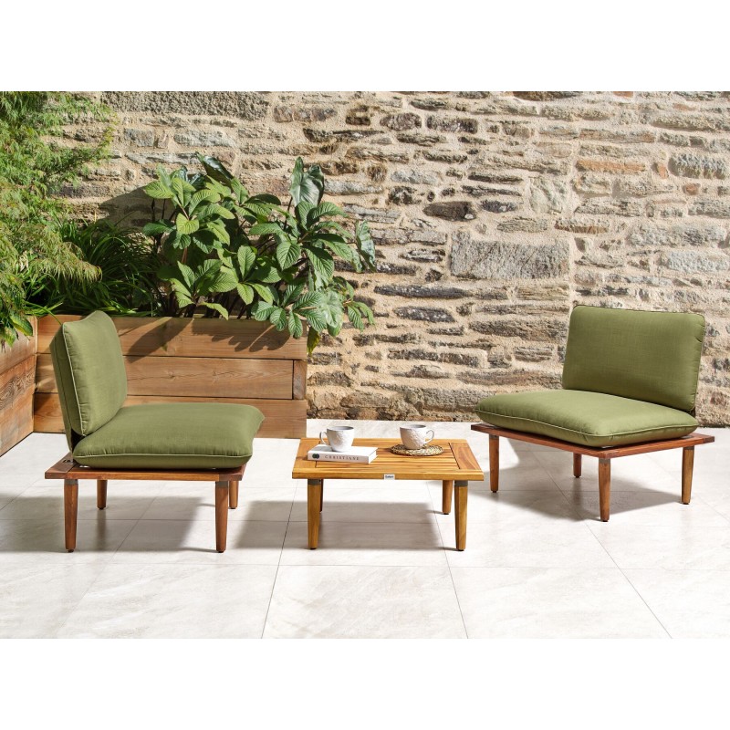 Zestaw ogrodowy ze stolikiem dla 2 osób FRASCATI Modułowy Certyfikowane drewno akacjowe Oliwkowy