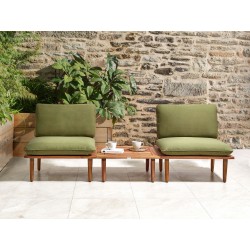 Zestaw ogrodowy ze stolikiem dla 2 osób FRASCATI Modułowy Certyfikowane drewno akacjowe Oliwkowy