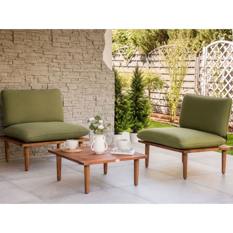 Zestaw ogrodowy ze stolikiem dla 2 osób FRASCATI Modułowy Certyfikowane drewno akacjowe Oliwkowy