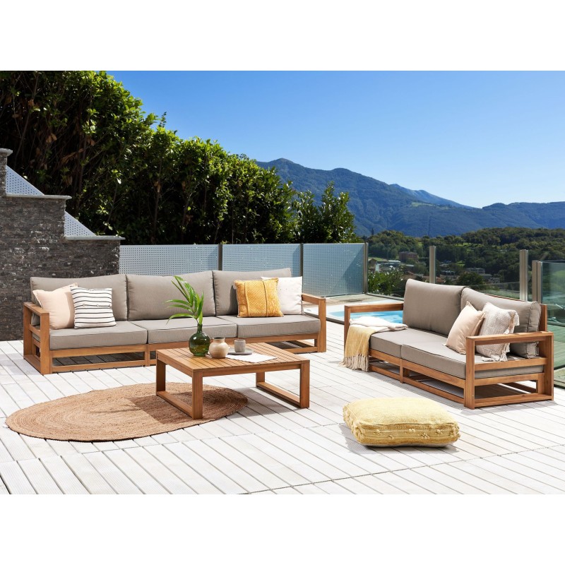 Zestaw ogrodowy ze stolikiem dla 5 osób TIMOR Modułowy Certyfikowane drewno akacjowe Jasnobrązowy