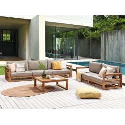 Zestaw ogrodowy ze stolikiem dla 5 osób TIMOR Modułowy Certyfikowane drewno akacjowe Jasnobrązowy