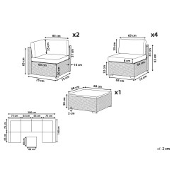 Narożnik ogrodowy ze stolikiem dla 6 osób BELVEDERE Technorattan Brązowy