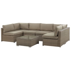 Narożnik ogrodowy ze stolikiem dla 6 osób BELVEDERE Technorattan Brązowy