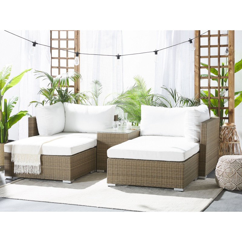 Zestaw ogrodowy ze stolikiem dla 2 osób NOTO Modułowy Technorattan Jasnobrązowy