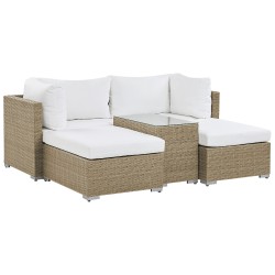 Zestaw ogrodowy ze stolikiem dla 2 osób NOTO Modułowy Technorattan Jasnobrązowy