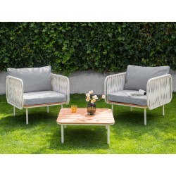 Zestaw ogrodowy ze stolikiem dla 2 osób SENISE Metal Szary