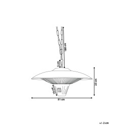Promiennik na podczerwień wiszący KABA 1800 W Srebrny