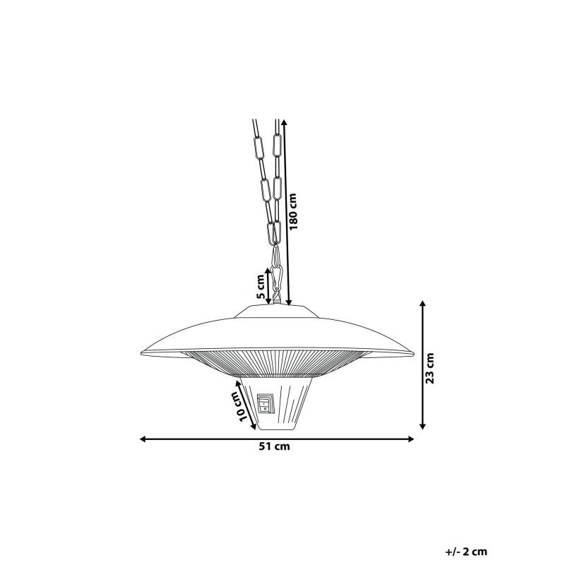 Promiennik na podczerwień wiszący KABA 1800 W Srebrny