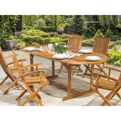 Stół ogrodowy rozkładany MAUI 160/220 cm 100 cm Drewno akacjowe Jasnobrązowy