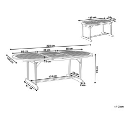 Stół ogrodowy rozkładany MAUI 160/220 cm 100 cm Drewno akacjowe Jasnobrązowy