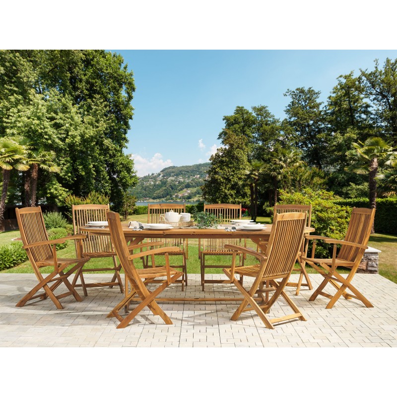 Stół ogrodowy rozkładany MAUI 160/220 cm 100 cm Drewno akacjowe Jasnobrązowy