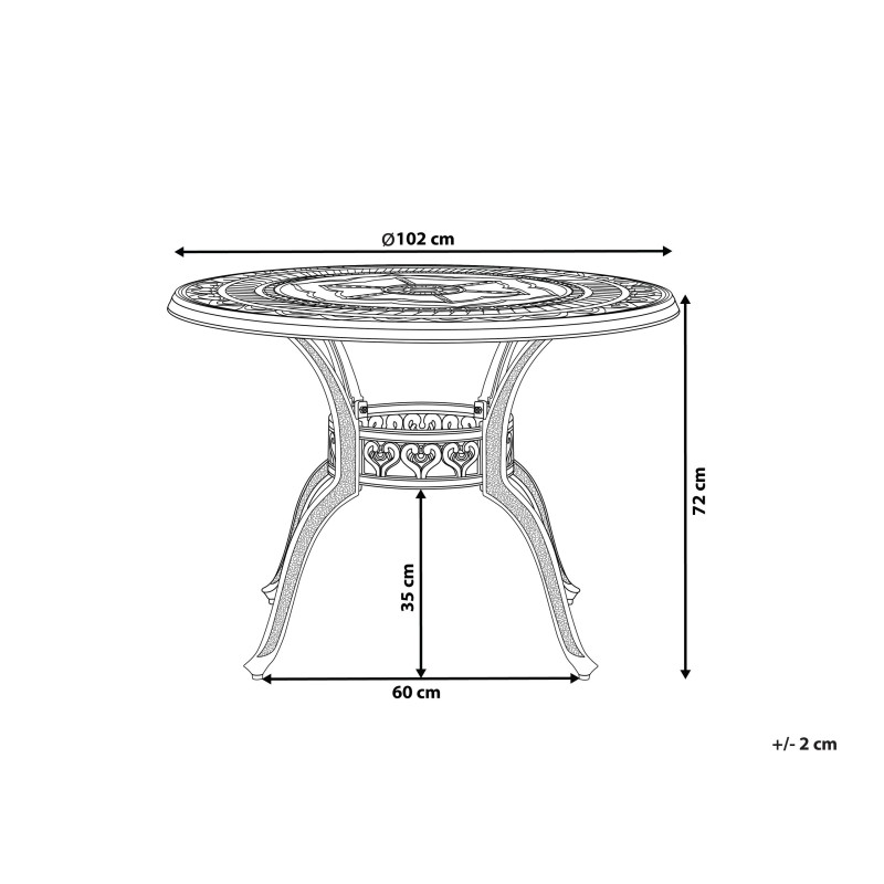Stół ogrodowy SALENTO 102 cm 102 cm Metal Ciemnobrązowy
