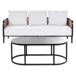 Sofa ogrodowa 3-osobowa złamana biel MONTEFALCO