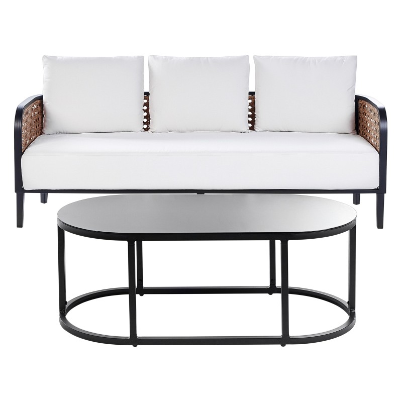 Sofa ogrodowa 3-osobowa złamana biel MONTEFALCO